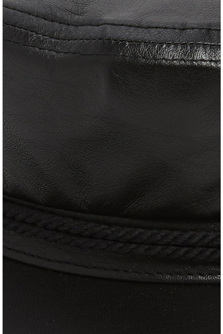 Leather Baker Boy Hat, Alternate, color, BLACK