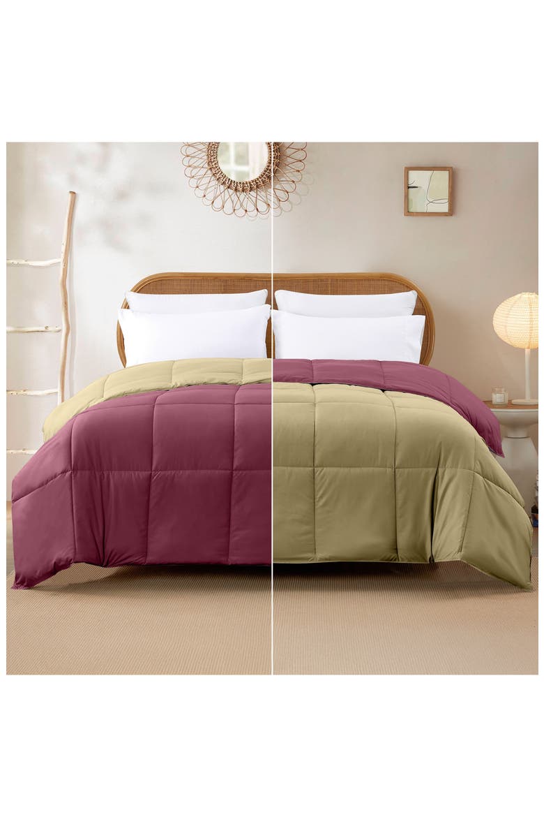 Down Alternative Reversible Comforter, Main, color, ANEMONE/WHEAT