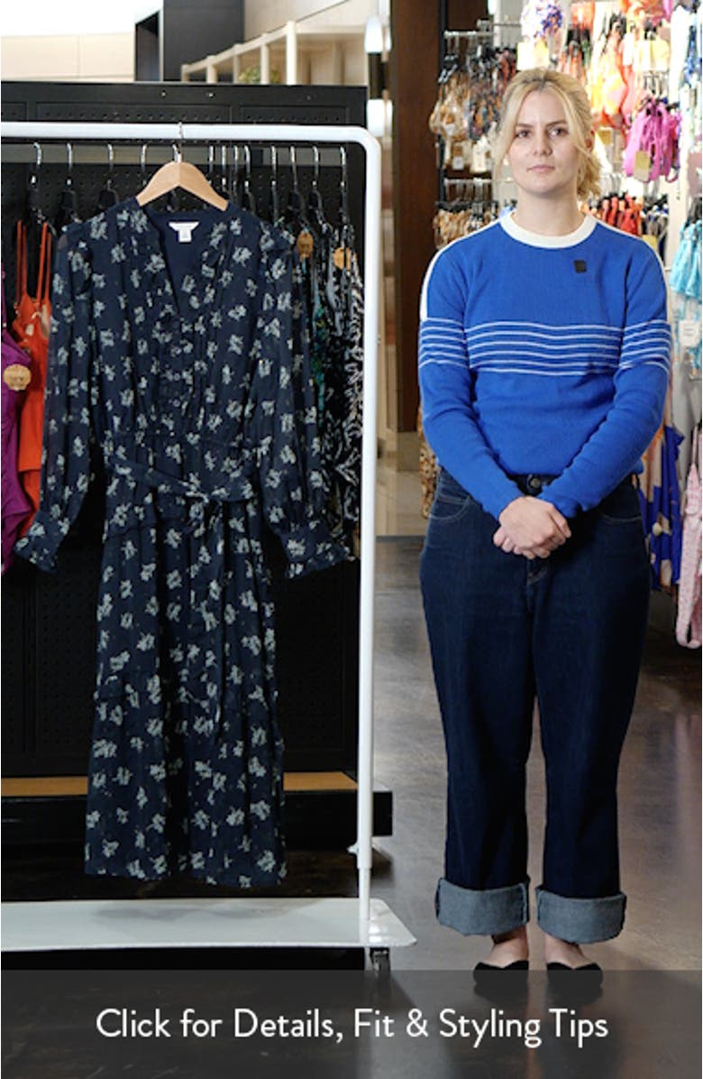 Floral Fil Coupé Long Sleeve Midi Dress, sales video thumbnail