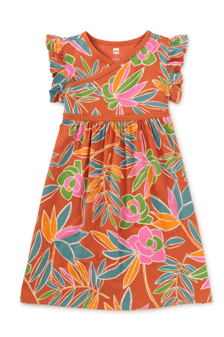 Wrap Neck Dress, Main, color, Tropical Gardenias