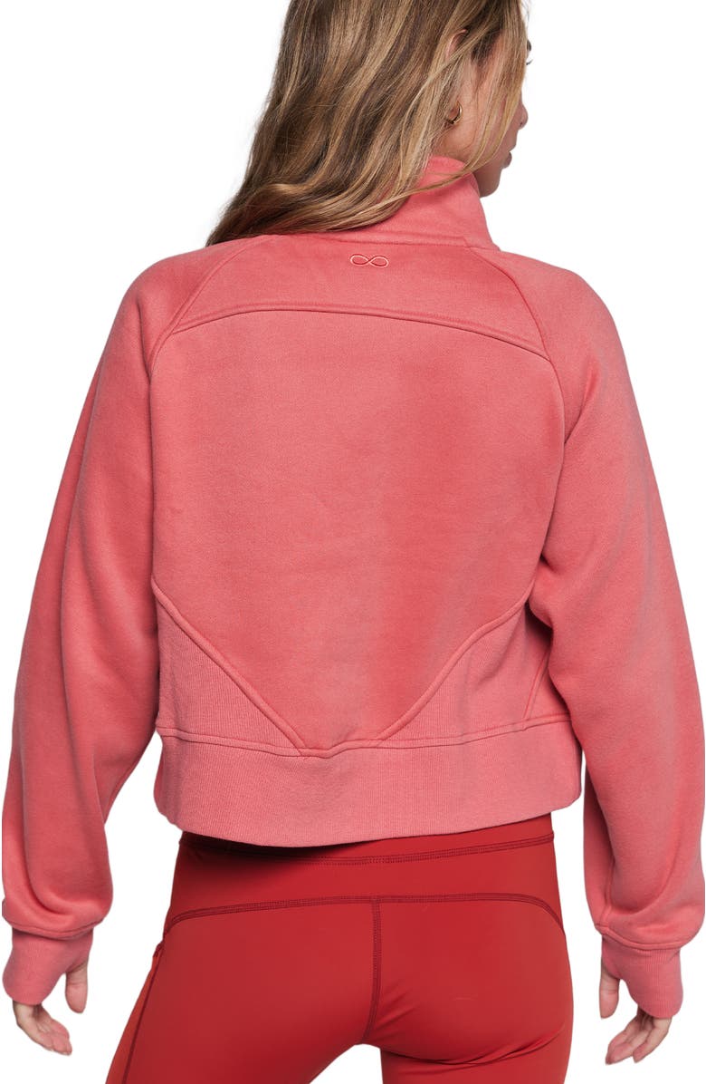 Rebody Active Effortless Fleece Crop Half Zip Sweatshirt, Alternate, color, Goji Berry