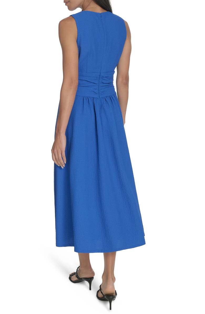 Calvin Klein Sleeveless Knotted Waist Gauze Midi Dress, Alternate, color, Capri