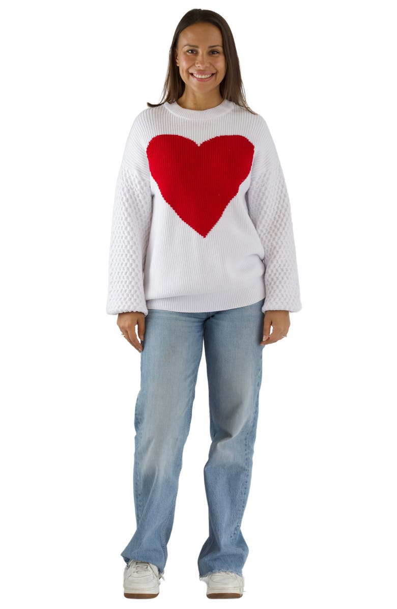 Mia Belle Girls All My Love Heart Sweater, Main, color, White