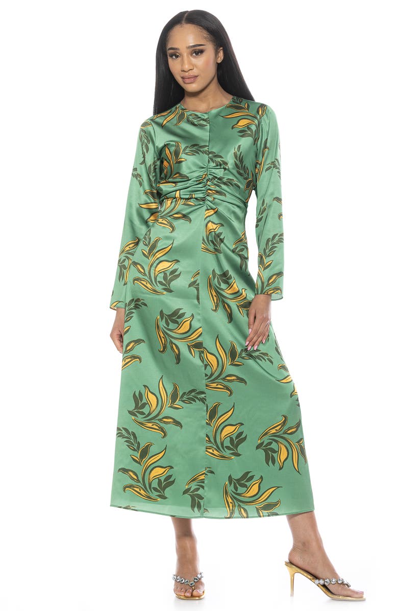 Alexia Admor Floral Long Sleeve Satin Dress, Alternate, color,