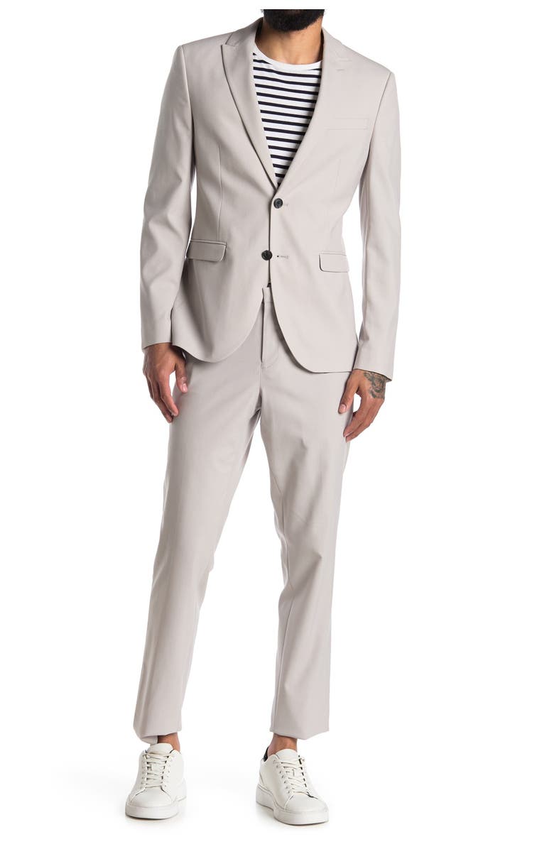 NORDSTROM RACK Solid Two Button Peak Lapel Extra Trim Fit Suit, Main, color, 