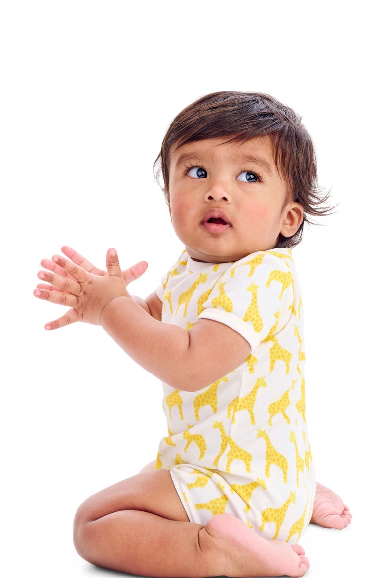Organic Animal Friends Babysuit Shortie, Alternate, color, Banana Baby Giraffes