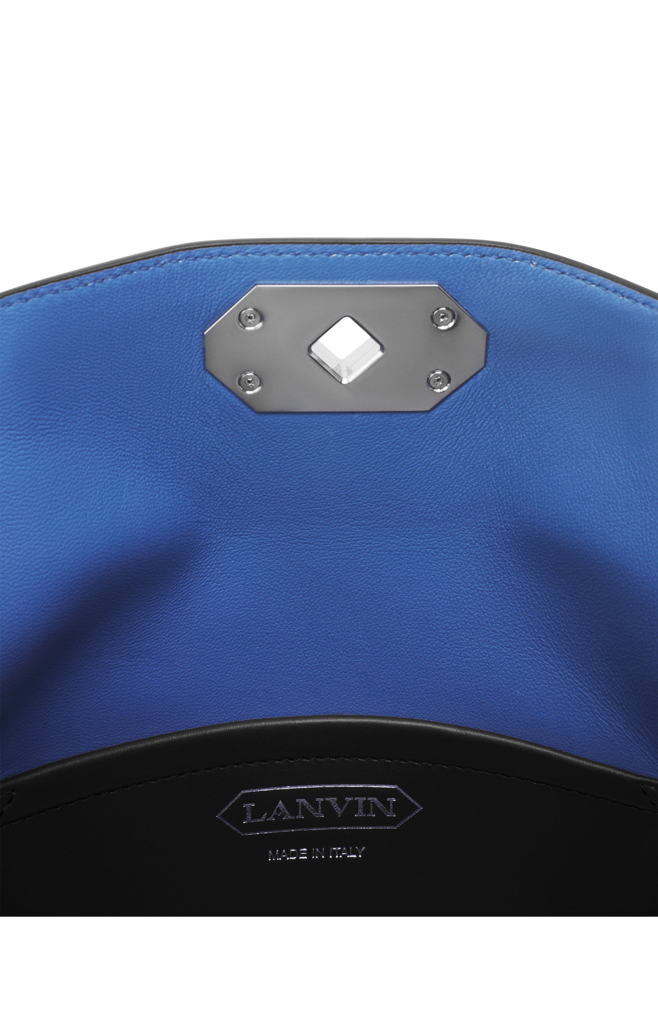 Lanvin Compagnon Asymmetrical Leather Clutch Bag, Alternate, color, Black