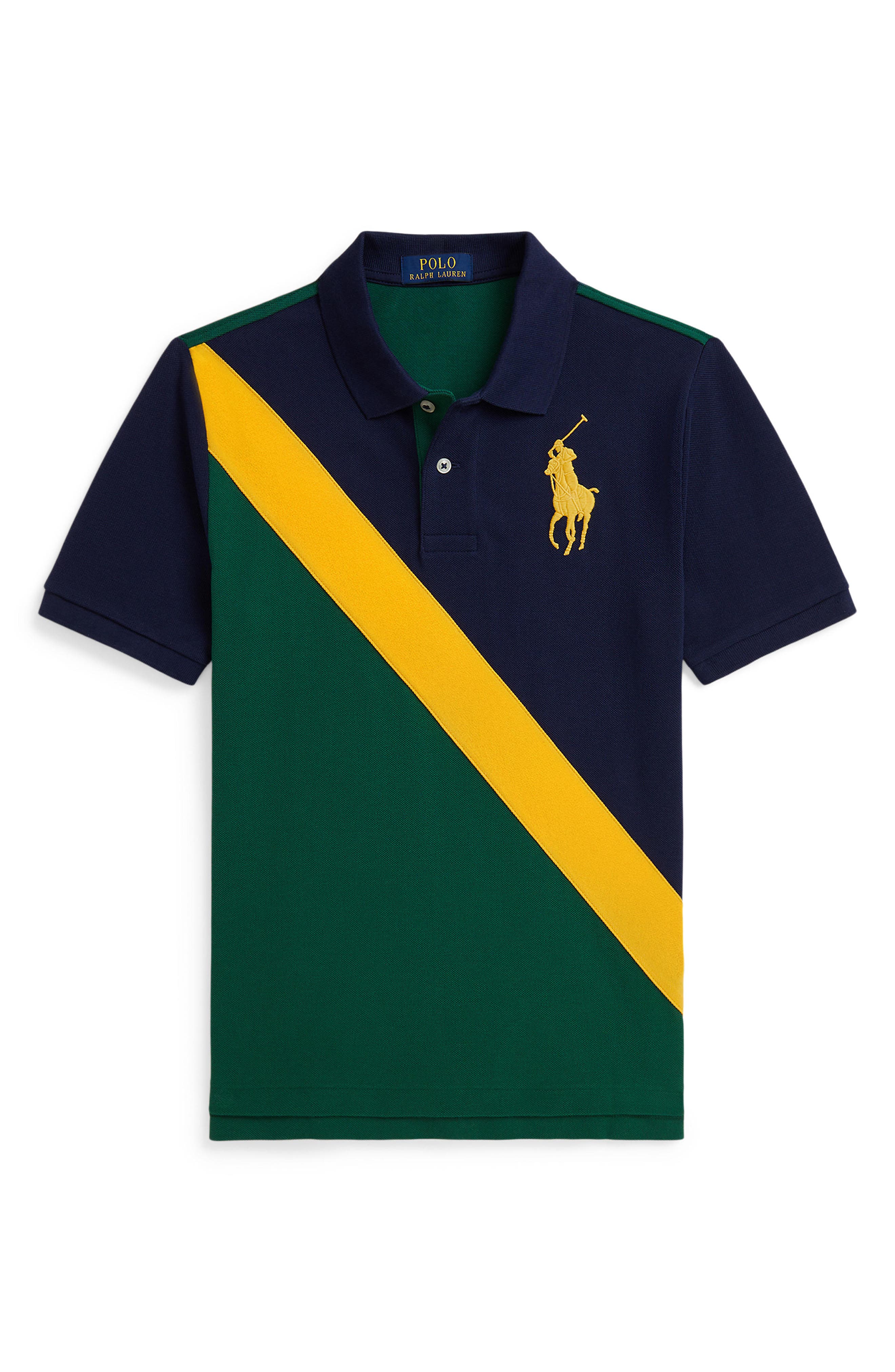 Kids' Angled Colorblock Cotton Piqué Polo