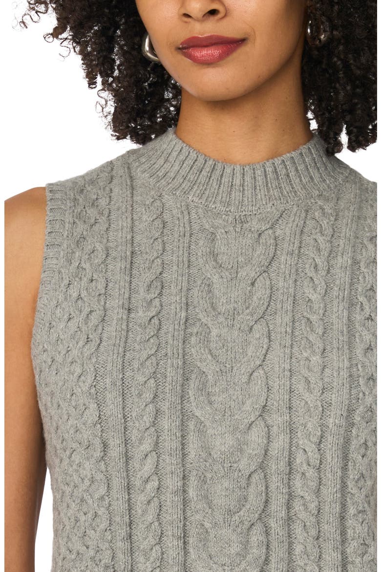 Cable Mock Neck Sweater Vest, Alternate, color, LIGHT HEATHER GREY