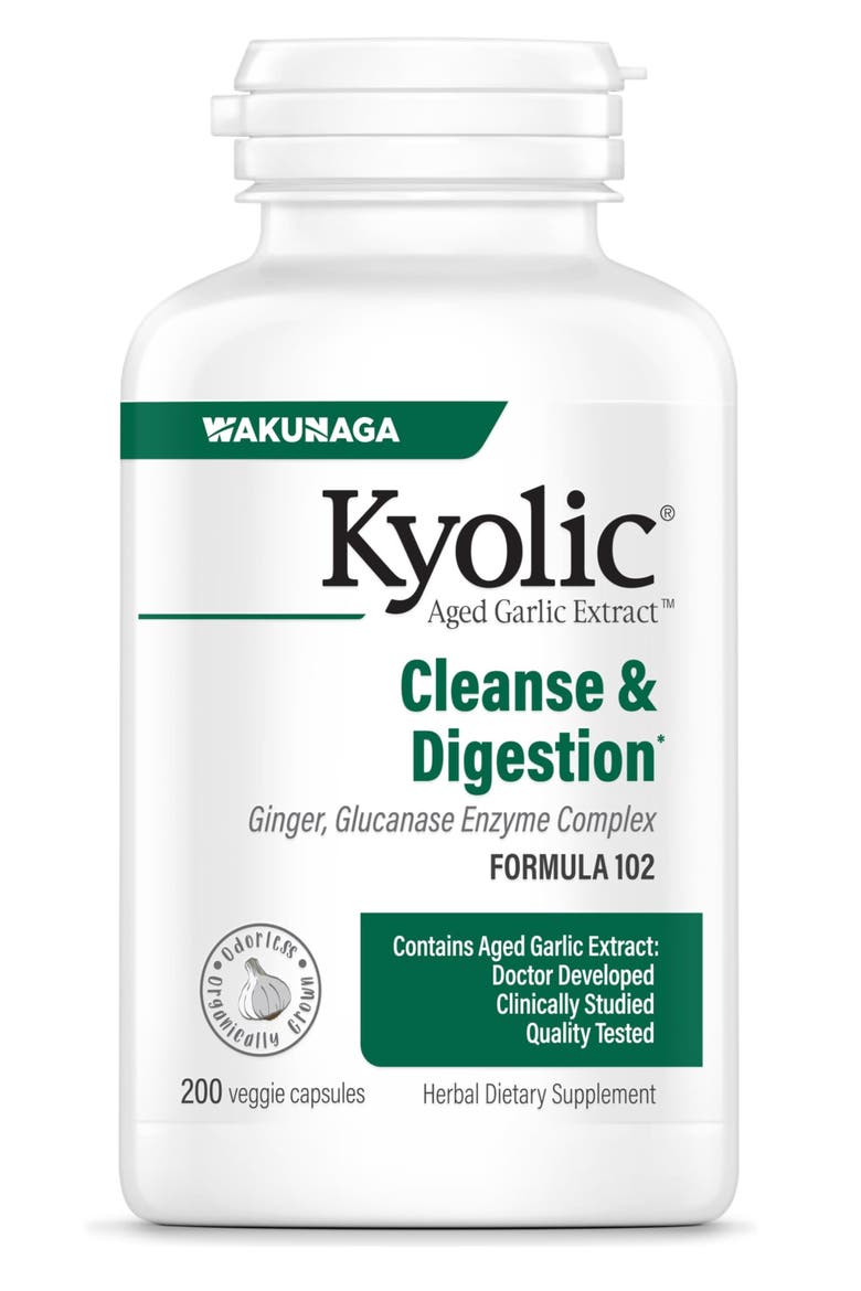 Aged Garlic Extract Formula 102, Cleanse & Digestion, Ginger and Enzyme Complex, 200 ct Capsules, Main, color, None