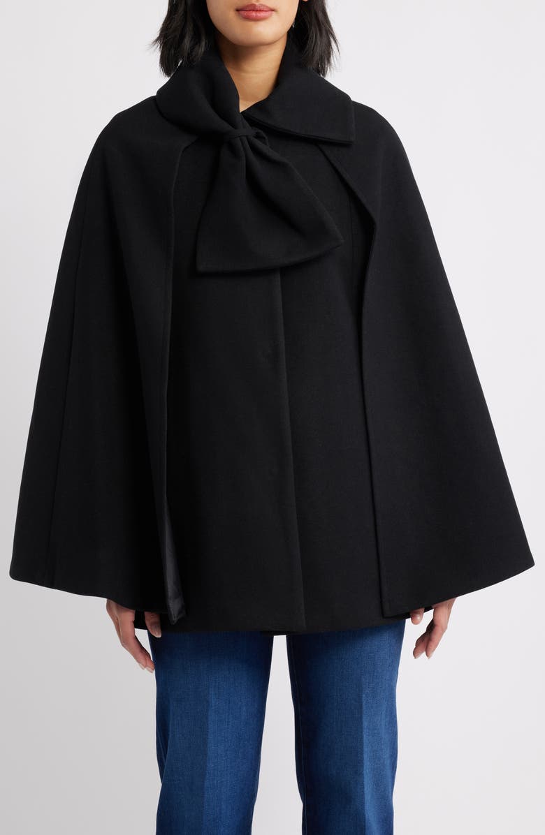 CeCe Bow Scarf Collar Cape, Main, color,