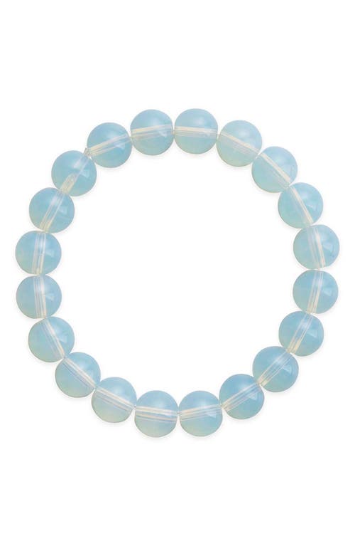 Sterling Forever Glass Opal Beaded Stretch Bracelet In Blue