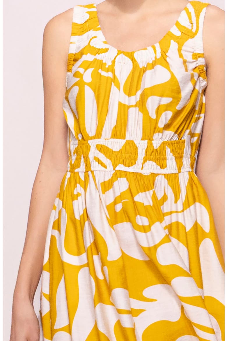 Abstract Print Midi Dress, Alternate, color, IVORY/ YELLOW