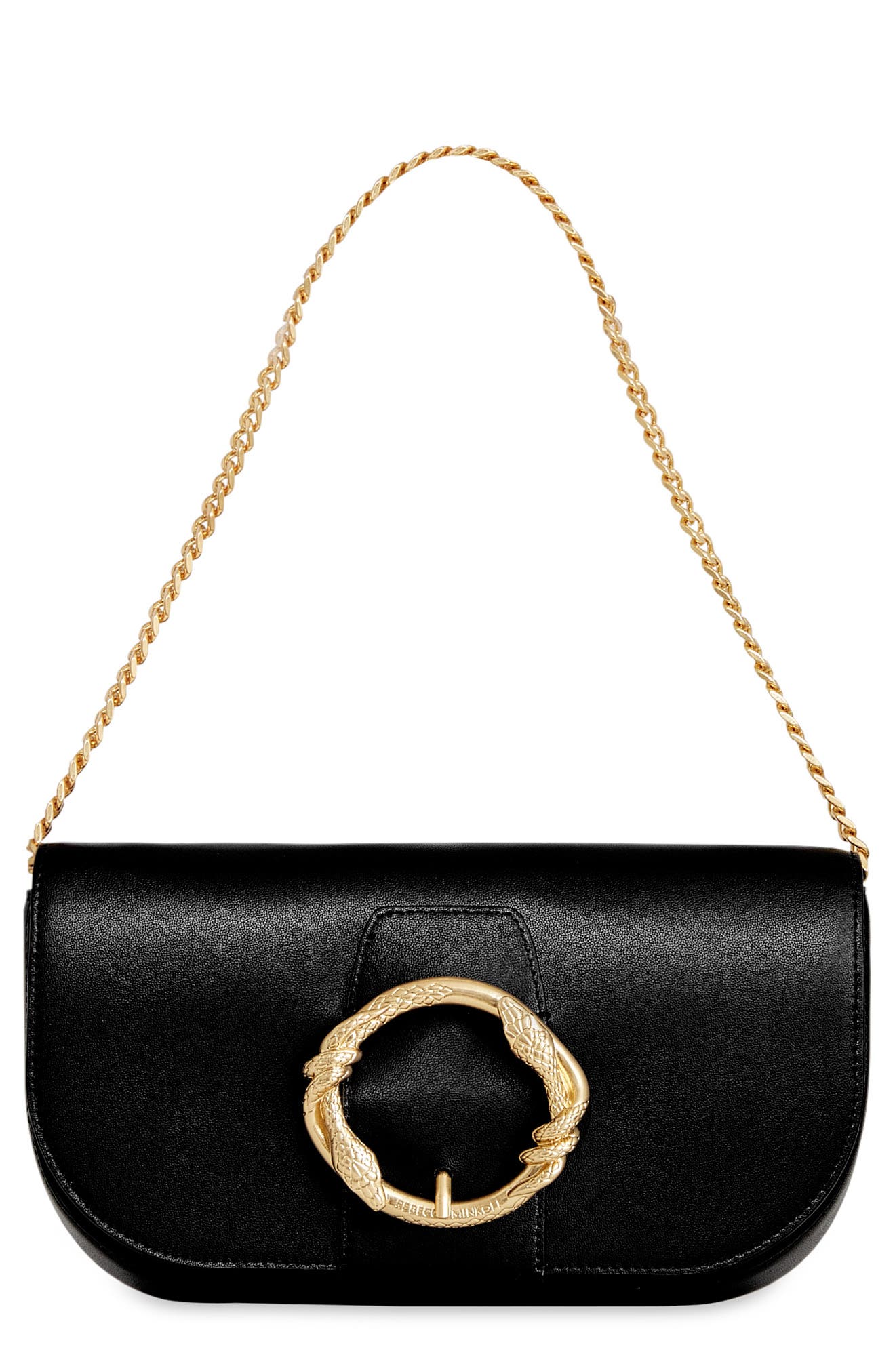 Rebecca Minkoff Snake Ring Leather Crossbody Bag, Main, color, Black