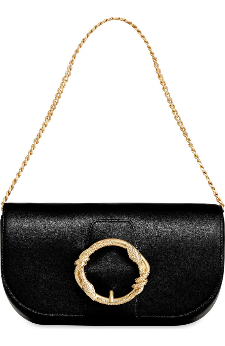 Rebecca Minkoff Snake Ring Leather Crossbody Bag, Main, color, Black