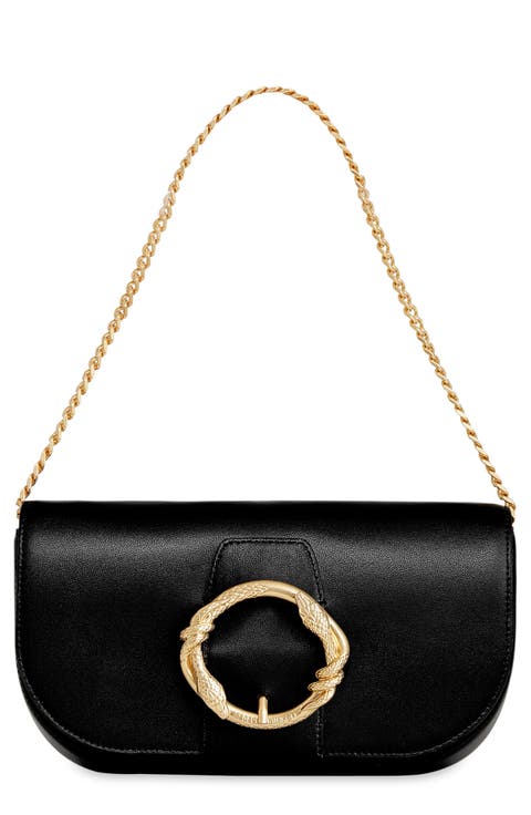 Snake Ring Leather Crossbody Bag