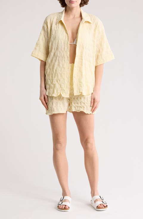 Crinkle Cover-Up Top & Shorts Set