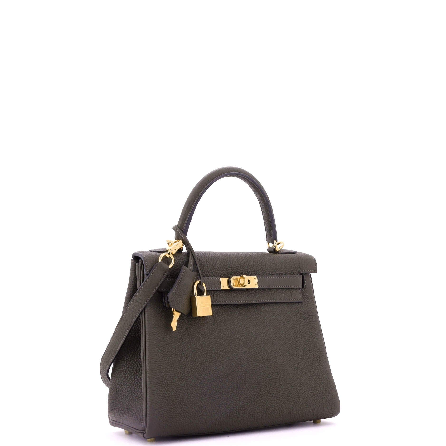 Pre-Owned Hermes Kelly Handbag Green Togo with Gold Hardware 25, Alternate, color, 