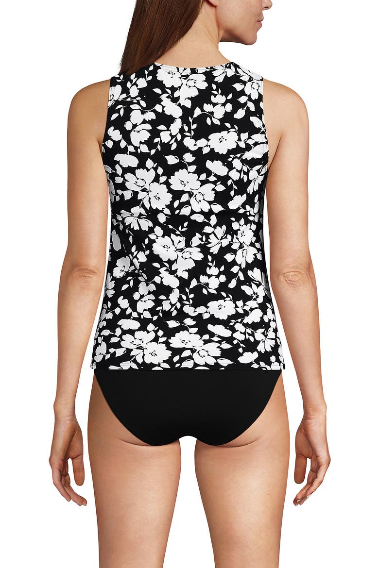 DDD-Cup High Neck UPF 50 Sun Protection Modest Tankini Swimsuit Top, Alternate, color, Black Blossom Floral