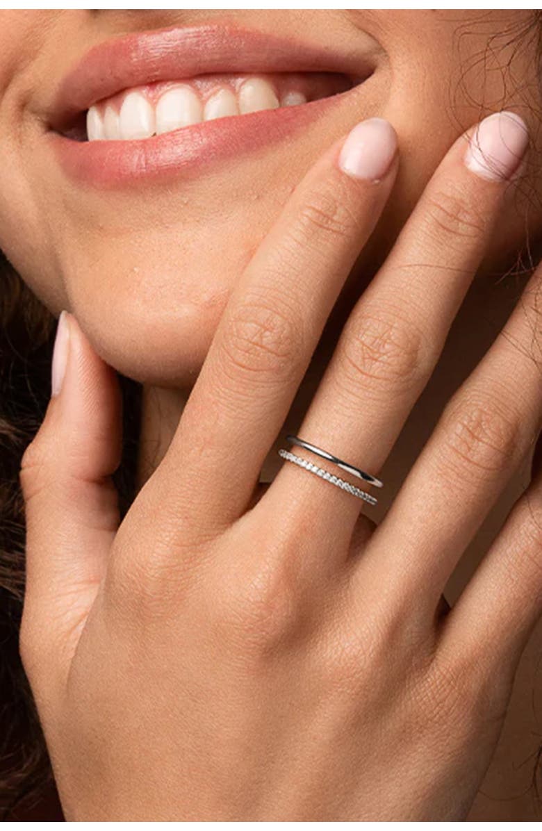 Bearfruit Jewelry Grace Double Band Adjustable Ring, Alternate, color, Silver