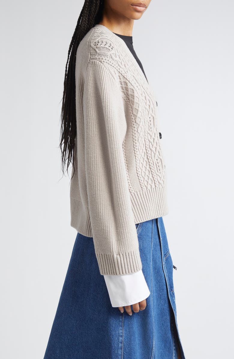 3.1 Phillip Lim Wool Cable Cardigan, Alternate, color, Oyster