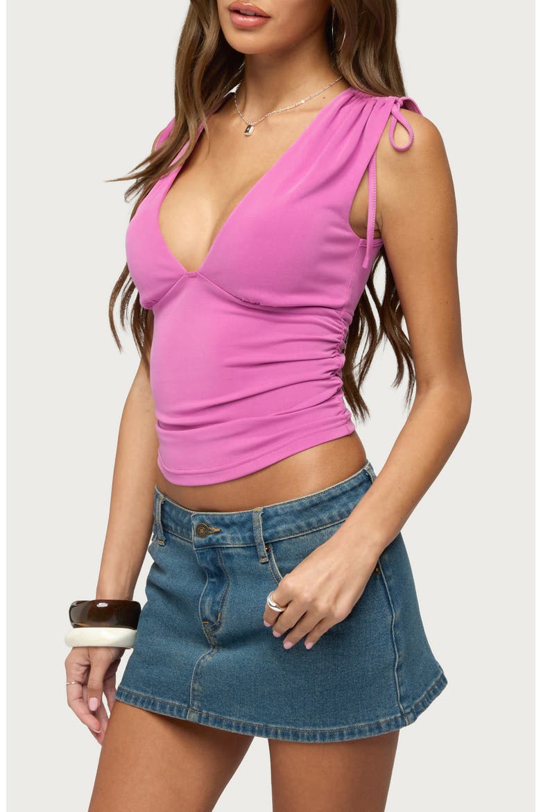 Cady Drawstring Ruched Tank, Alternate, color, PINK