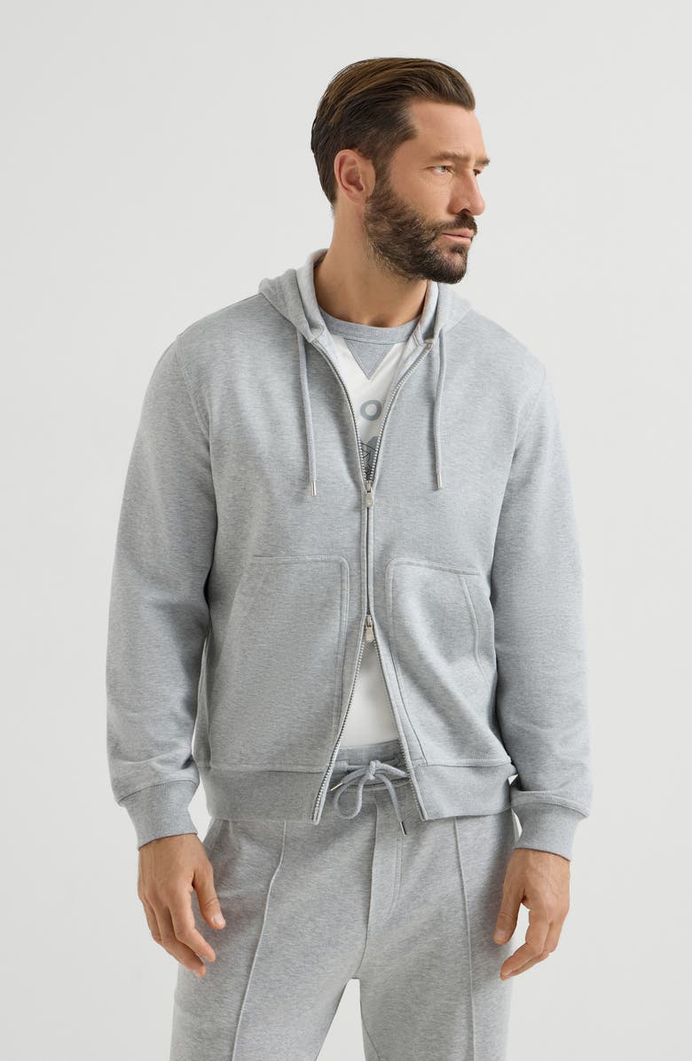 Brunello Cucinelli Double cloth sweatshirt, Main, color, Medium Grey