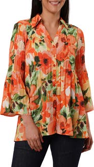 SUNNY LEIGH Pleated Button-Up Shirt