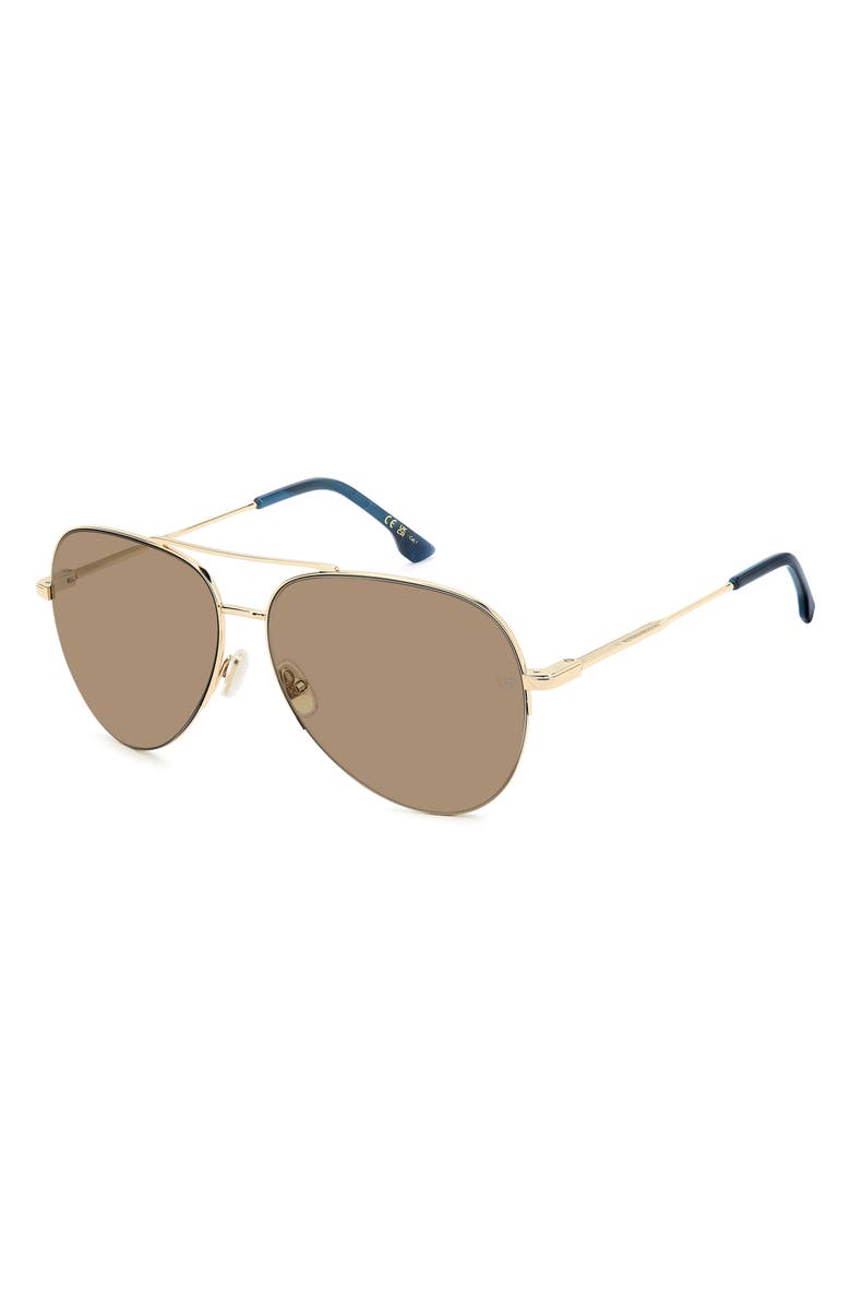 Victoria Beckham Pilot 62mm Aviator Sunglasses, Alternate, color, Gold Blue/ Brown