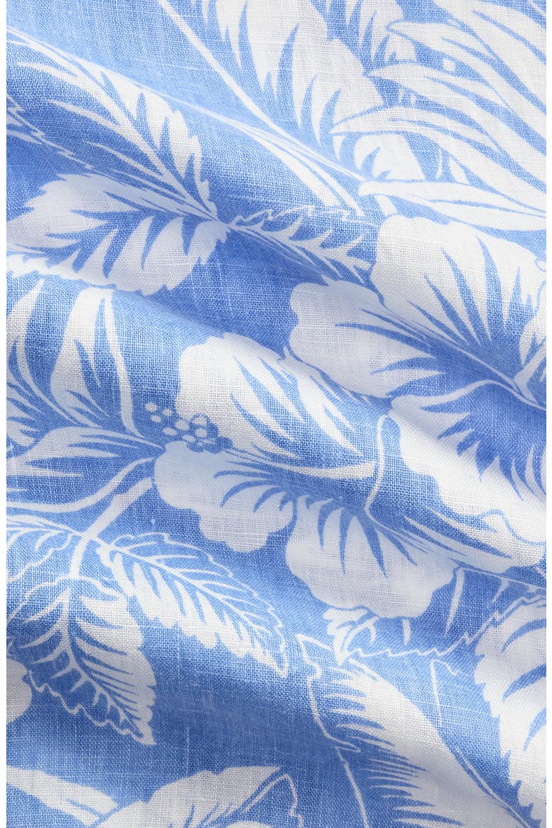 Classic Fit Tropical Print Linen Camp Shirt, Alternate, color, 7165 BLUE SWEETHEART FLORAL