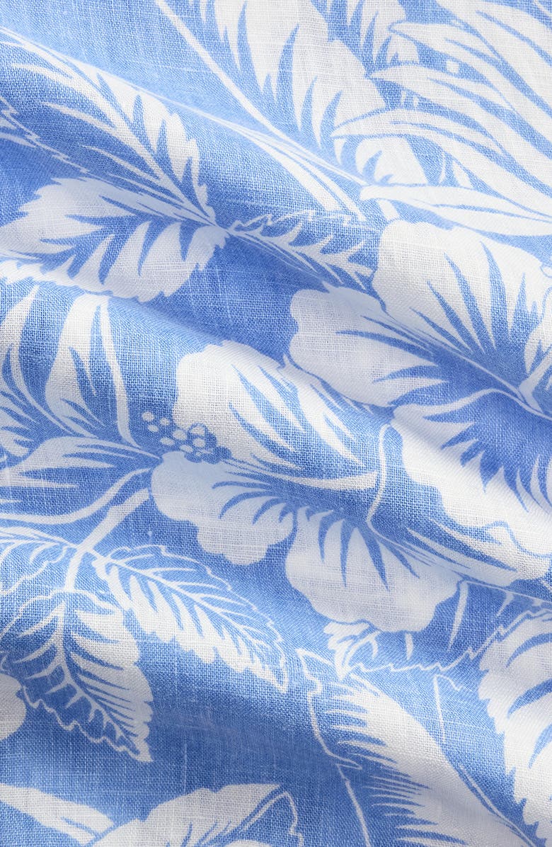 Polo Ralph Lauren Classic Fit Tropical Print Linen Camp Shirt, Alternate, color, Blue Sweetheart Floral
