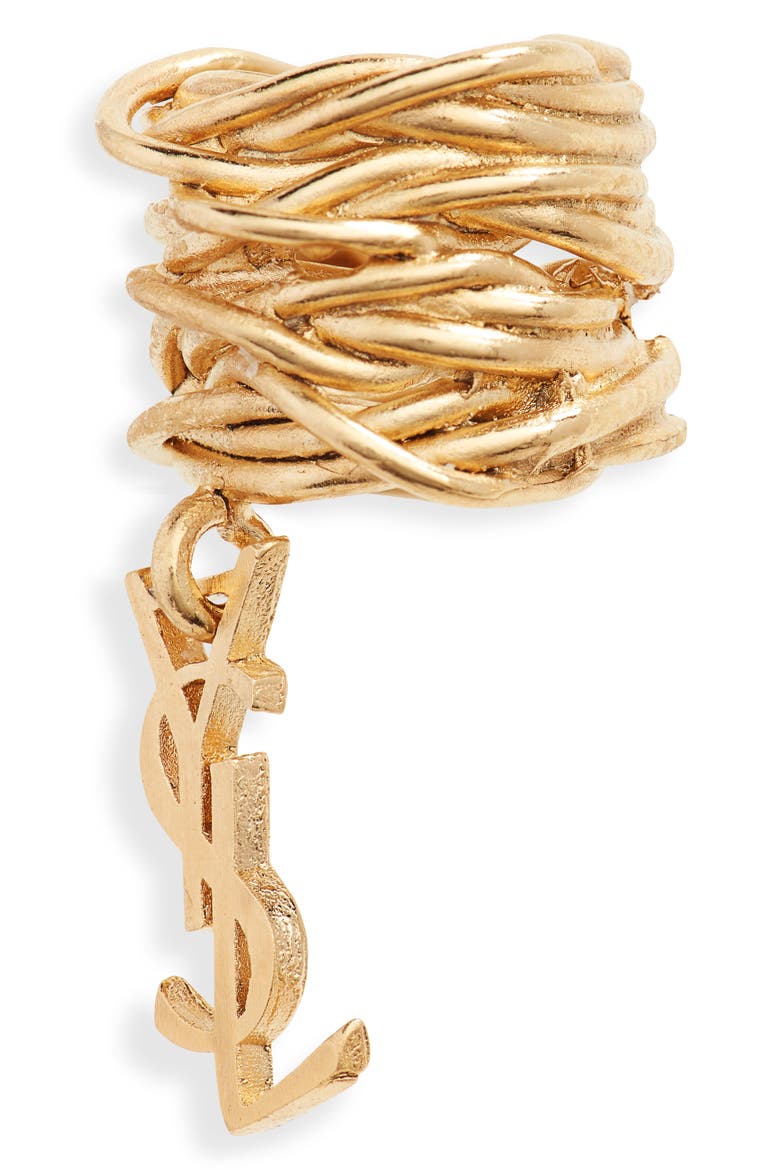 Single Logo Ear Cuff, Alternate, color, GOLD