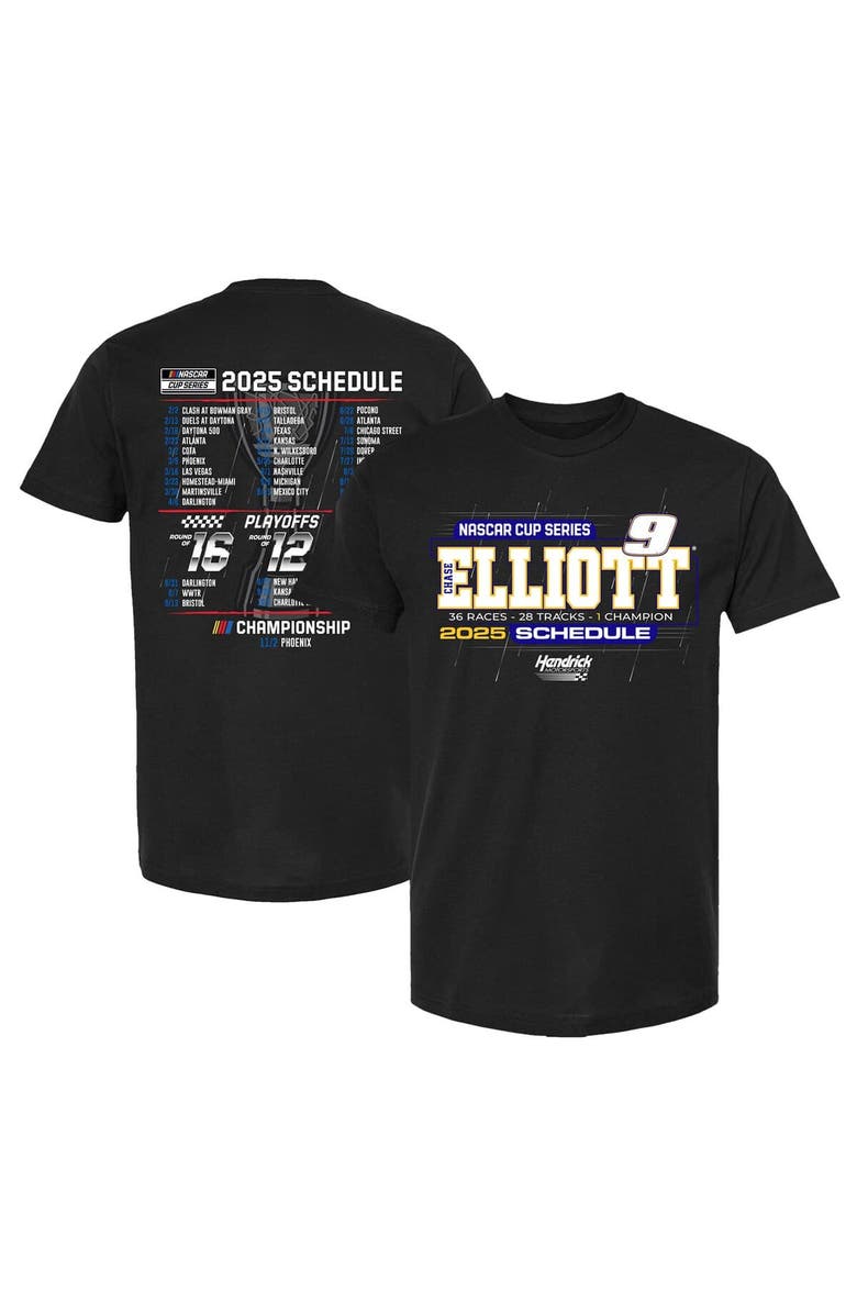 HENDRICK MOTORSPORTS TEAM COLLECTION Men's Hendrick Motorsports Team Collection Black Chase Elliott 2025 NASCAR Cup Series Schedule T-Shirt, Alternate, color, Black