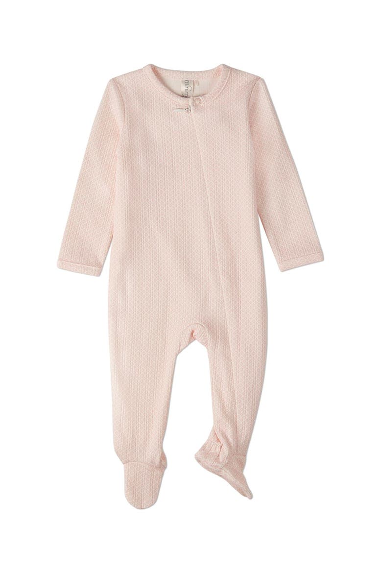 Baby Knit Zippered Footie with All-Over Abstract Pattern, Main, color, Barely Pink