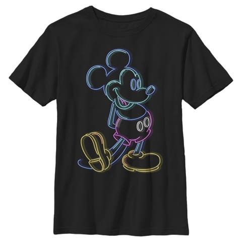 Boy's Mickey & Friends Neon Mickey  Graphic T-Shirt
