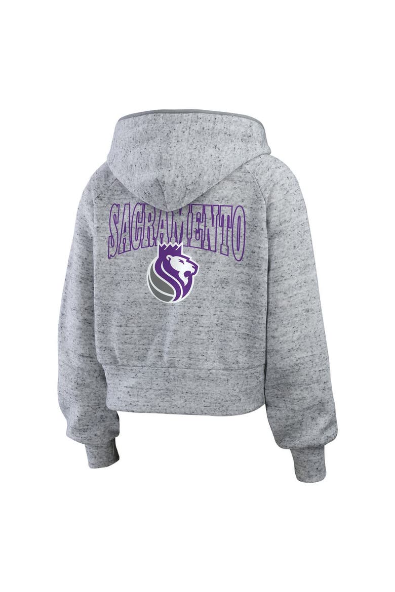 Women's WEAR by Erin Andrews Heather Gray Sacramento Kings Speckled Radiator Full-Zip Hoodie, Alternate, color, Heather Gray