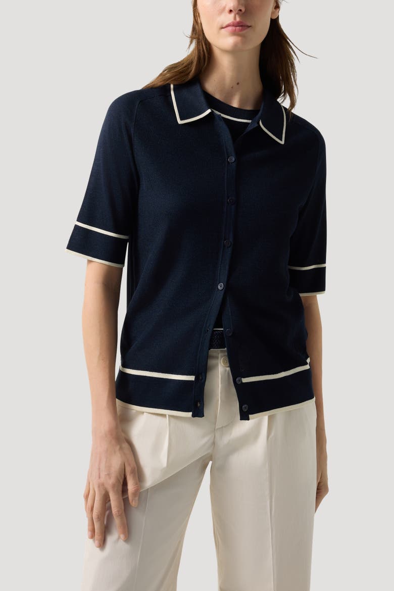 Peaches Silk Knit Jacket, Alternate, color, Navy blue