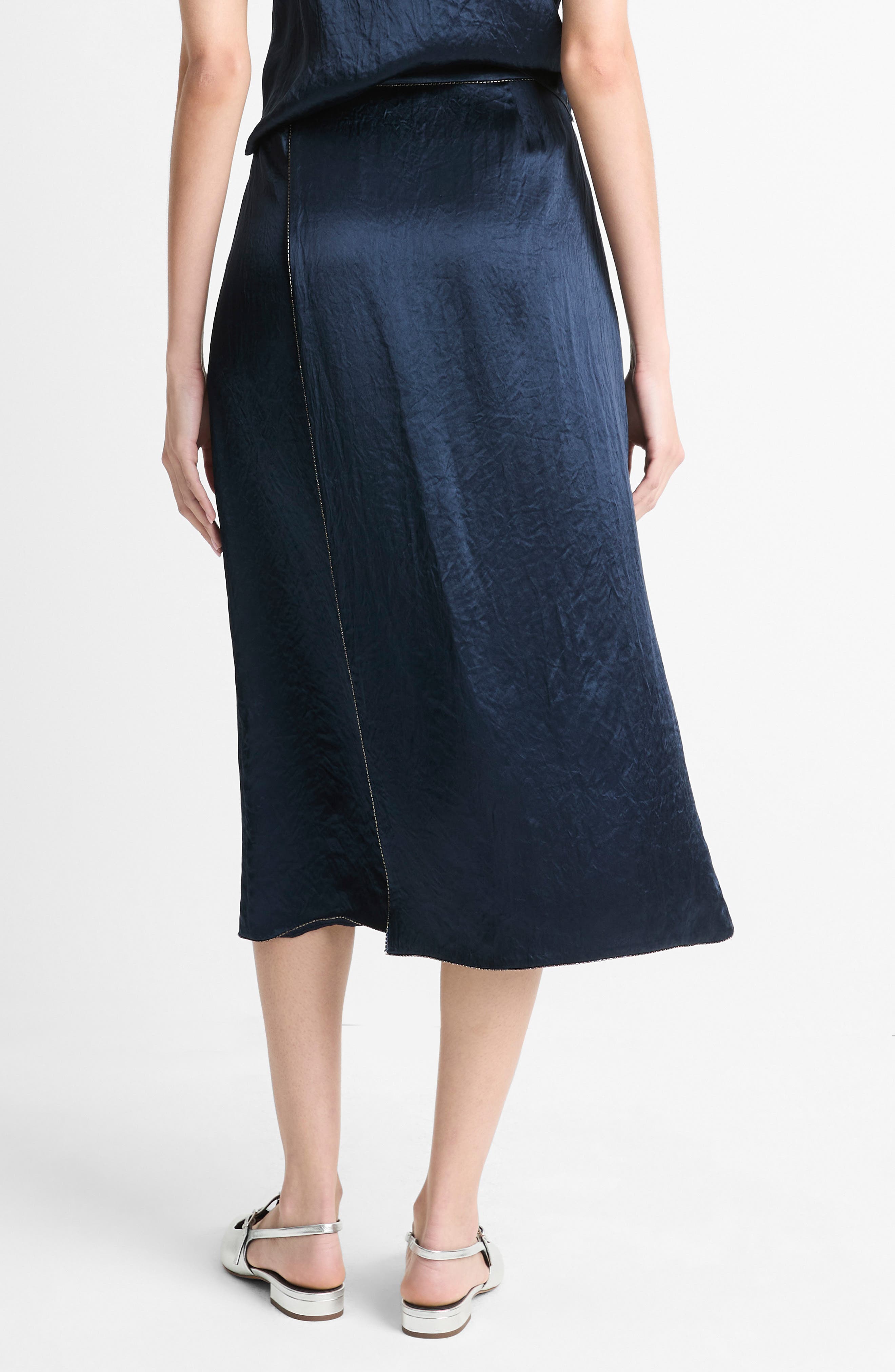 Beaded Border Silk Midi Skirt - image 2
