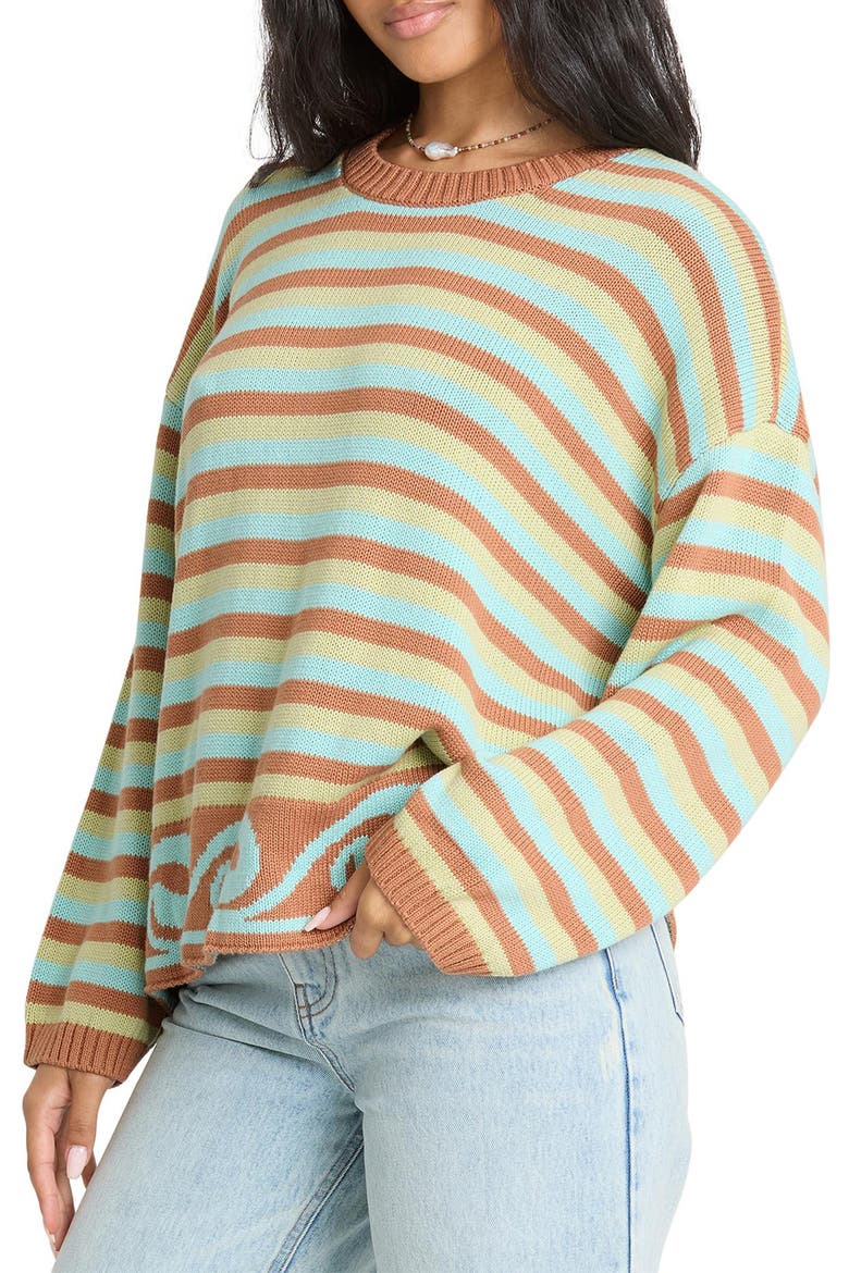 Bayside Striped Crewneck Sweater, Alternate, color, SUGAR ALMOND