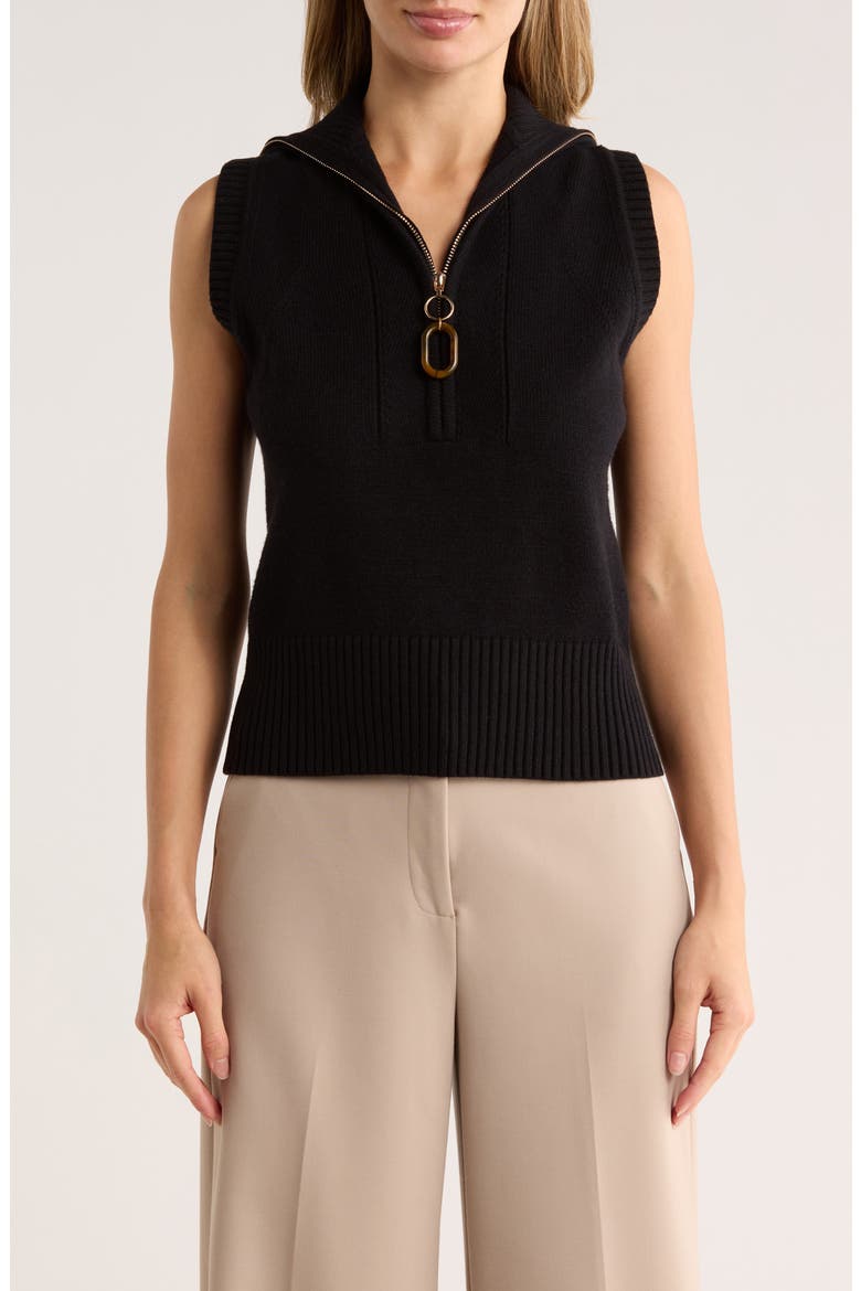 Johanna Sleeveless Zip Front Top, Main, color, BLACK