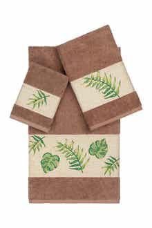 Linum Home Textiles Zoe 3-Piece Embellished Towel Set - Latte