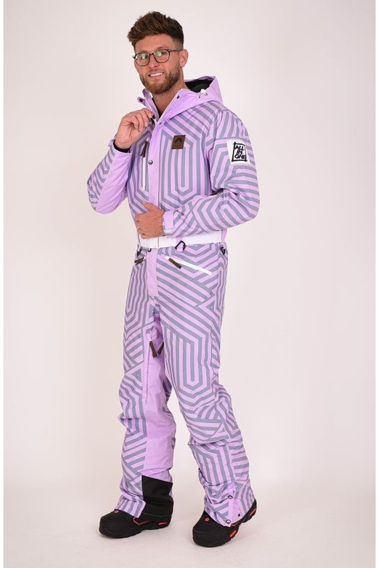 Fall Line Men's Ski Suit, Alternate, color, Purple & Grey