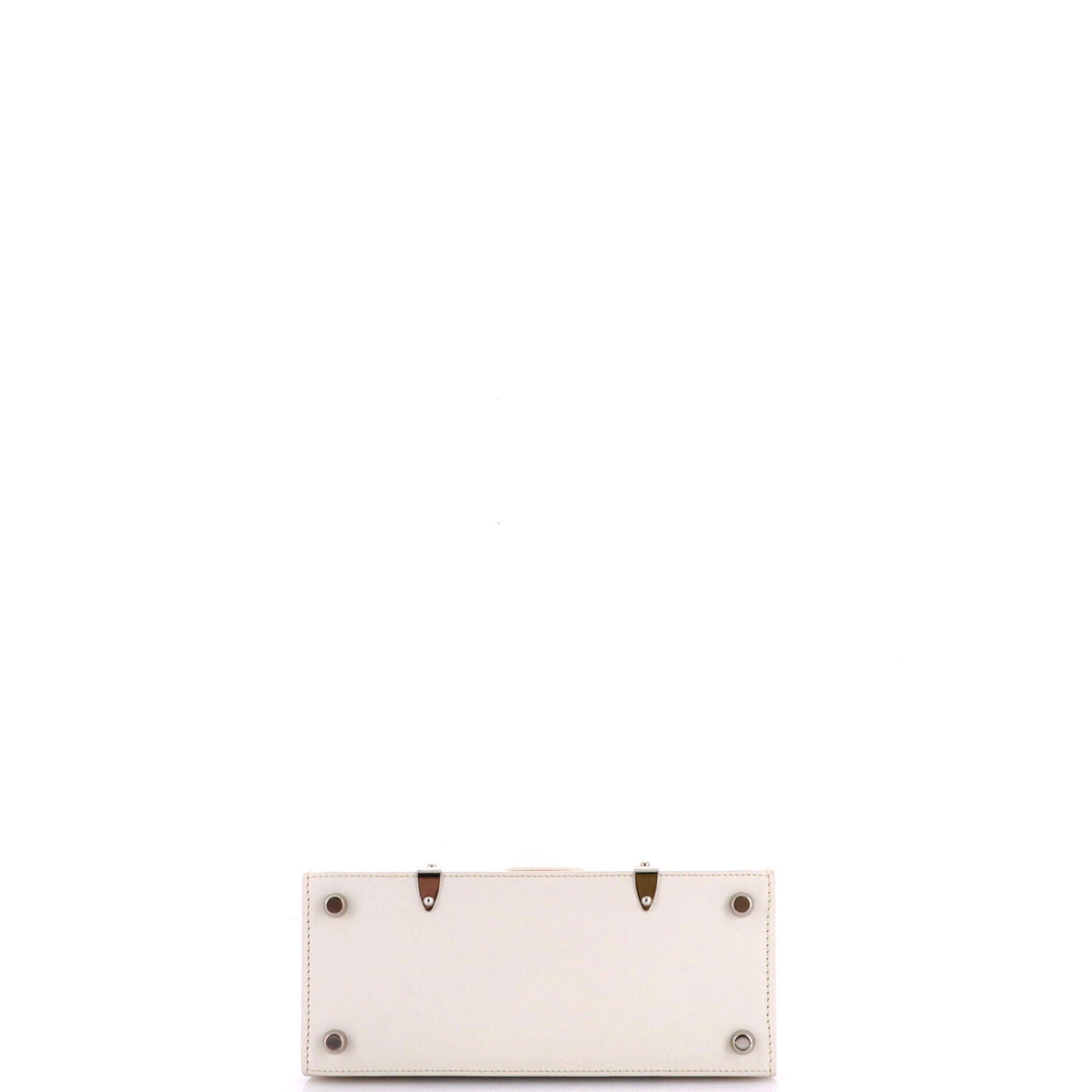 Structured Saigon Top Handle Bag Coated Canvas with Leather Mini, Alternate, color, White