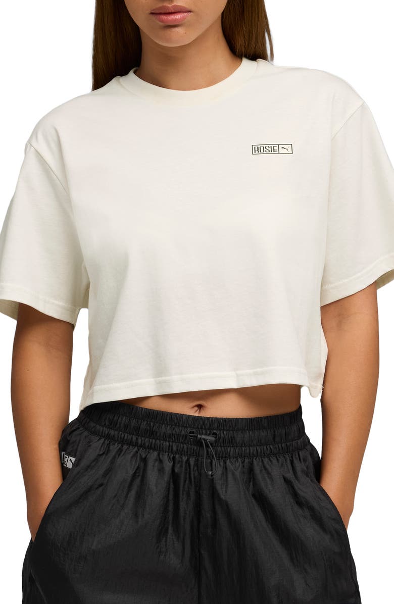 PUMA x Rosé Relaxed Fit Crop T-Shirt, Main, color, Warm White