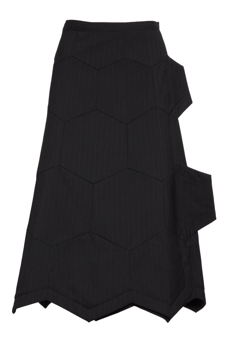Honeycomb Pinstripe Wool Wrap Skirt, Alternate, color, BLACK