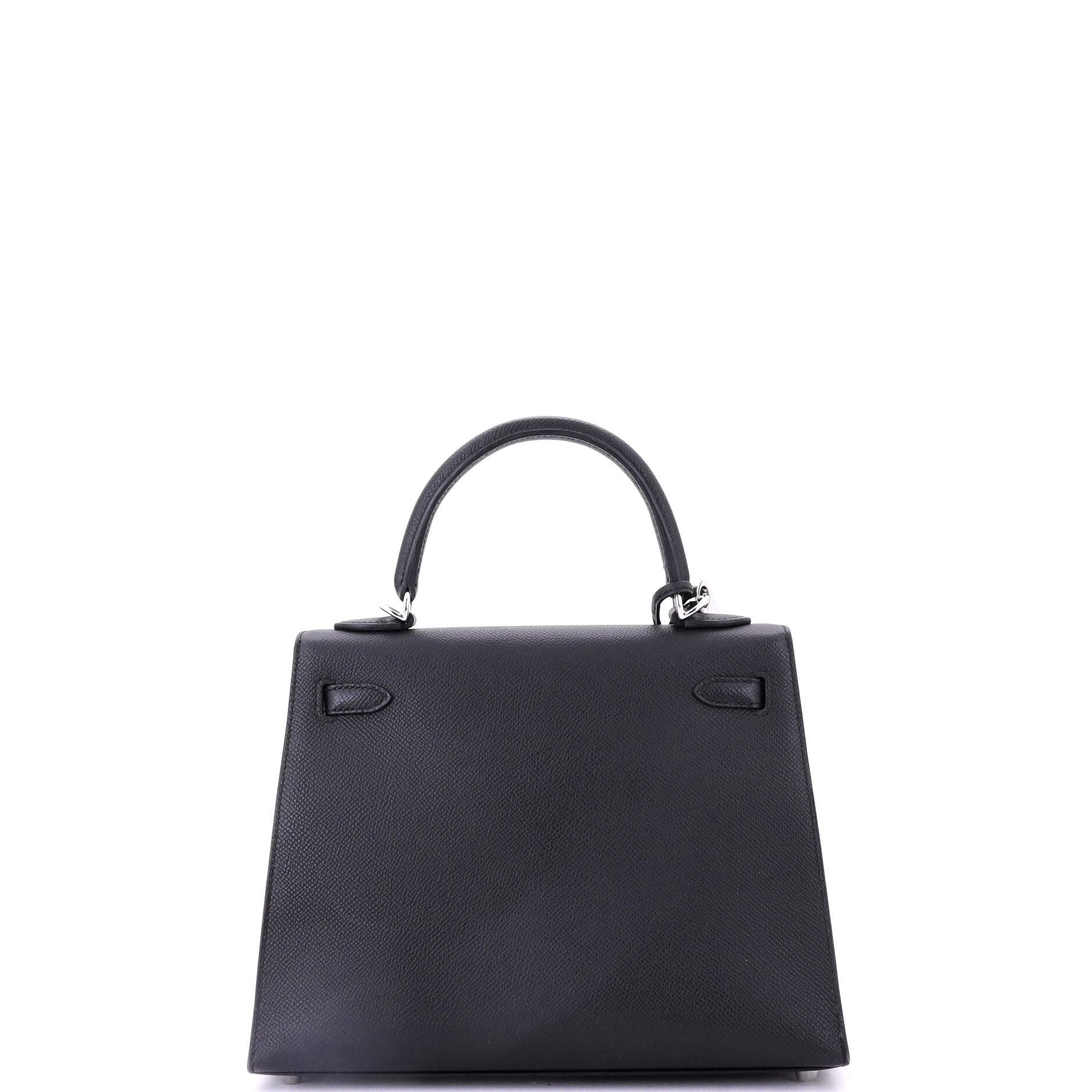 Pre-Owned Hermes Kelly Handbag Black Epsom with Palladium Hardware 25, Alternate, color, Noir