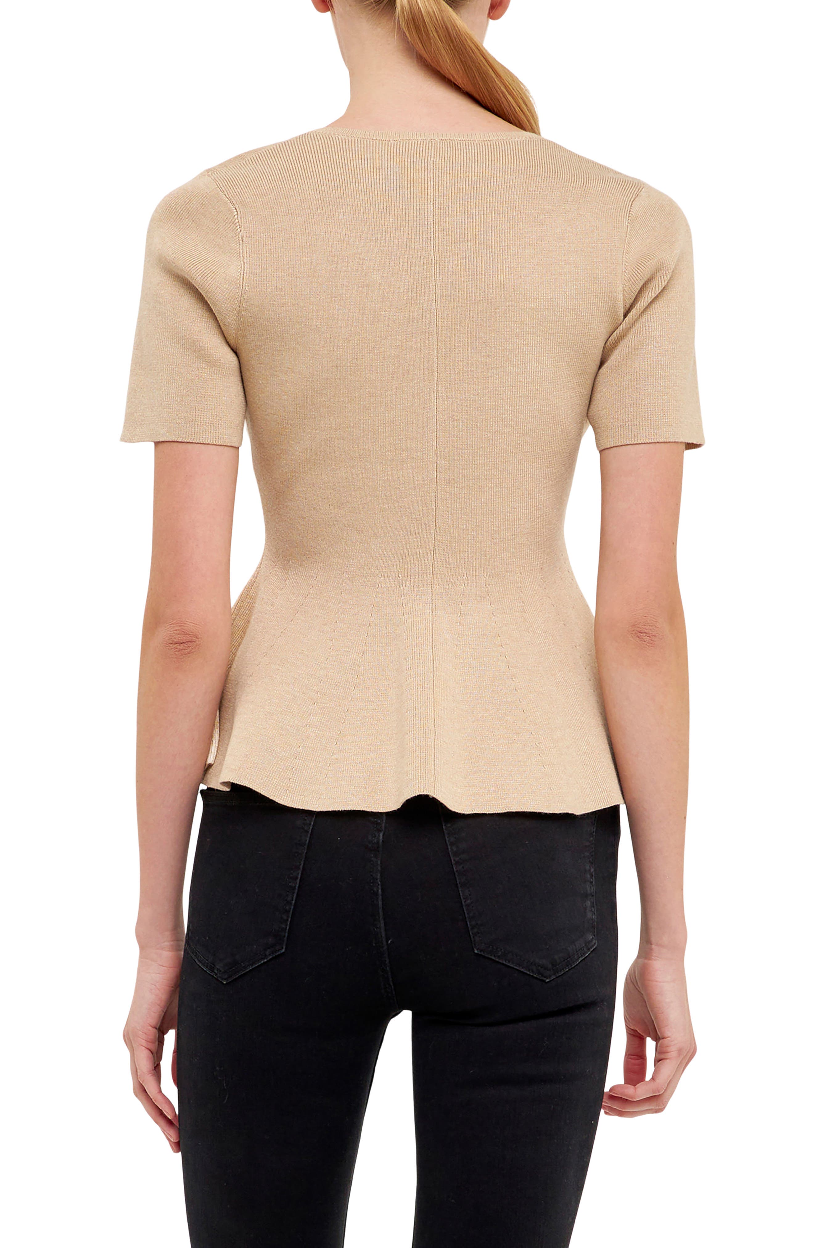 Peplum Short Sleeve Sweater - image 2