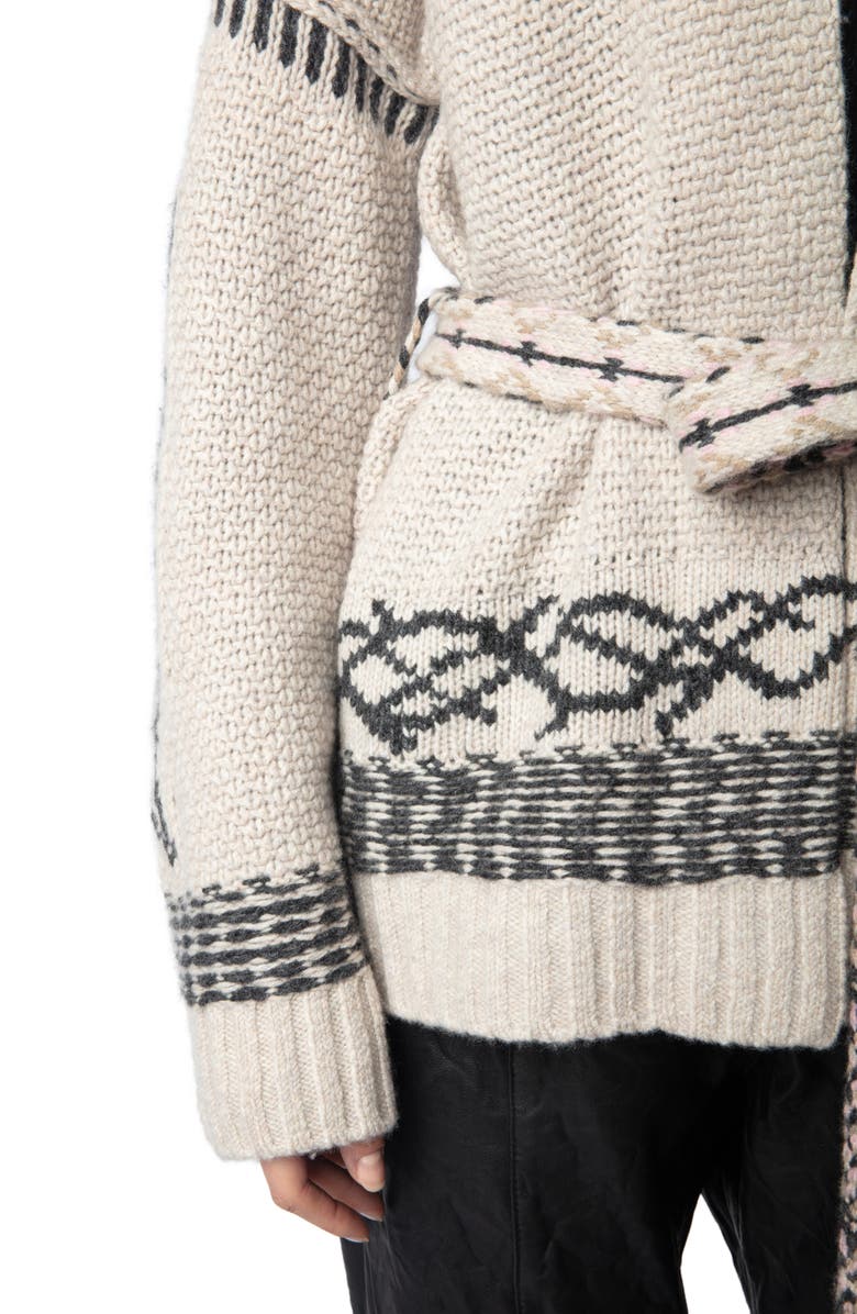 Zadig & Voltaire LC R&R Tie Belt Merino Wool Blend Sweater, Alternate, color, 