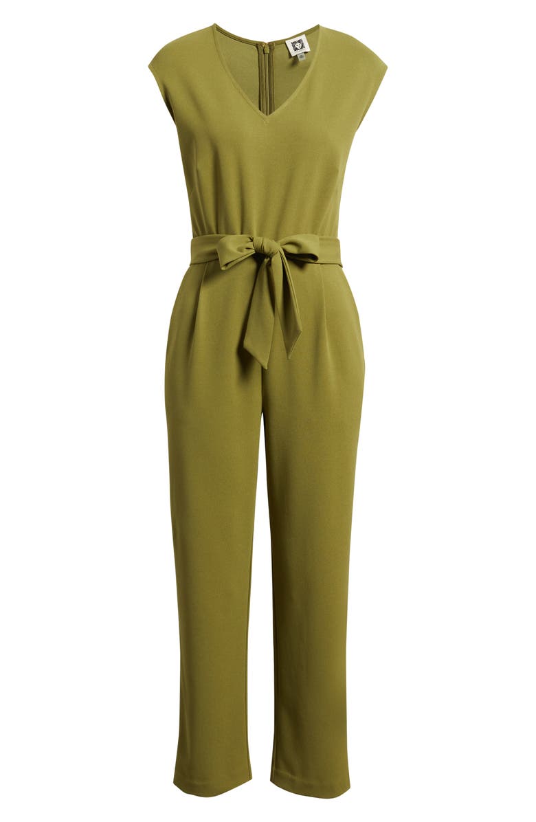 AK ANNE KLEIN V-Neck Jumpsuit, Main, color, Bay Leaf