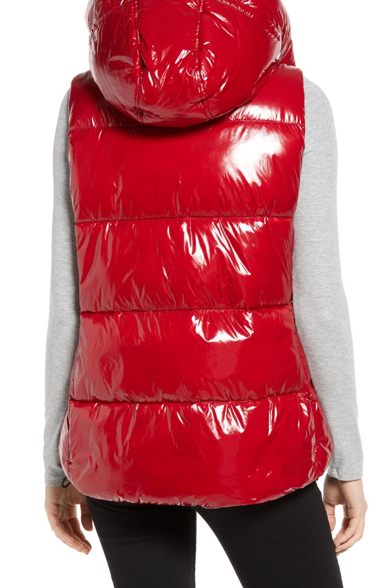 Hooded Puffer Vest, Alternate, color, BEET RED